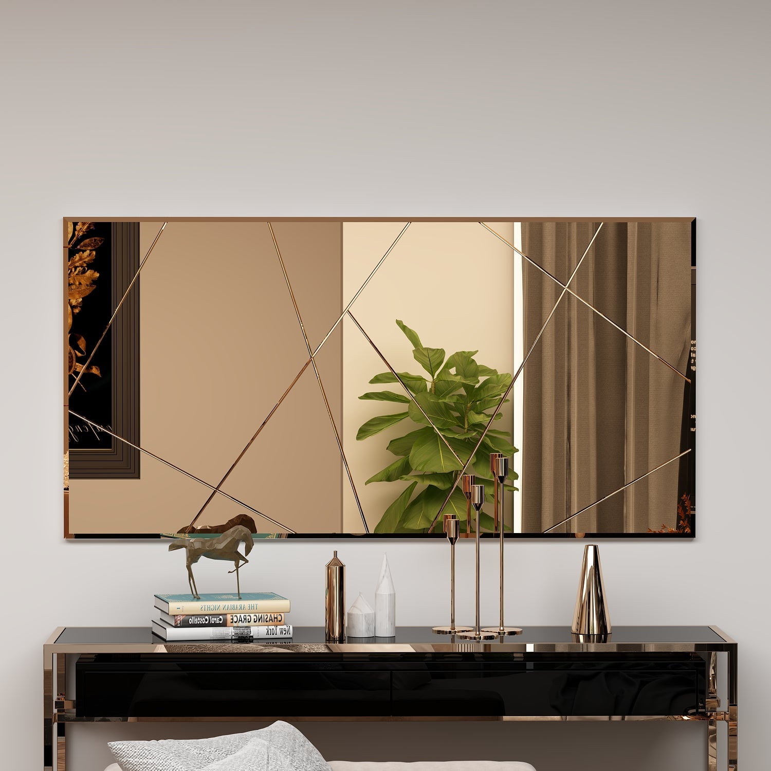 Wandspiegel Eilish Rechteck Design Bronzefarbe 120 cm x 60 cm