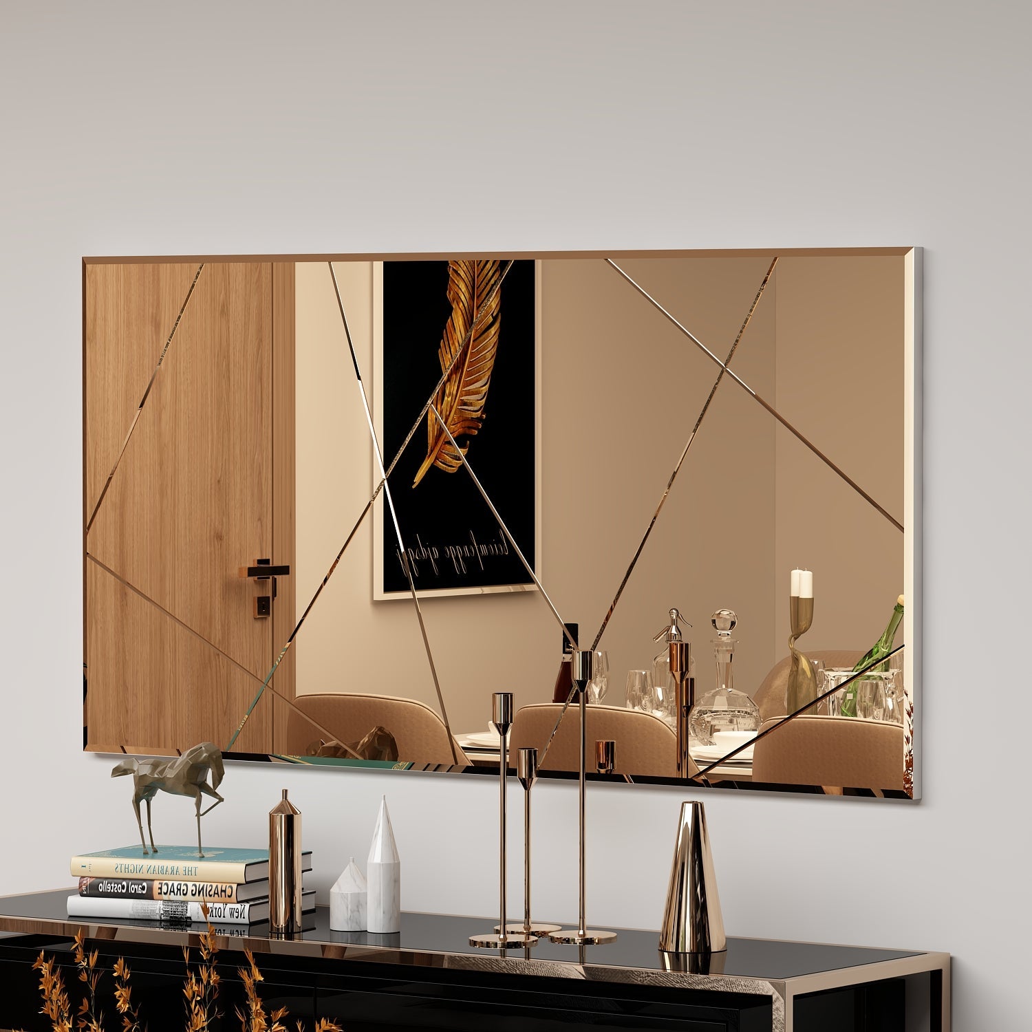 Wandspiegel Eilish Rechteck Design Bronzefarbe 120 cm x 60 cm