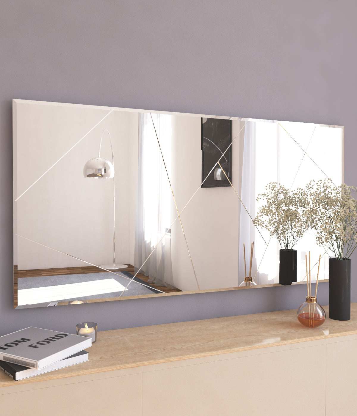 Wandspiegel Rechteck Design Transparent 120 cm x 60 cm