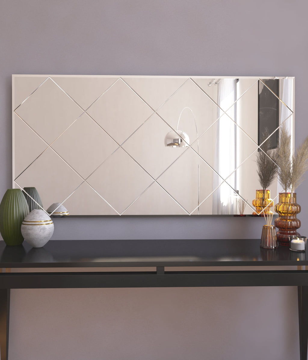 Wandspiegel Mofo Karo Rechteck Design Transparent 120 cm x  60 cm
