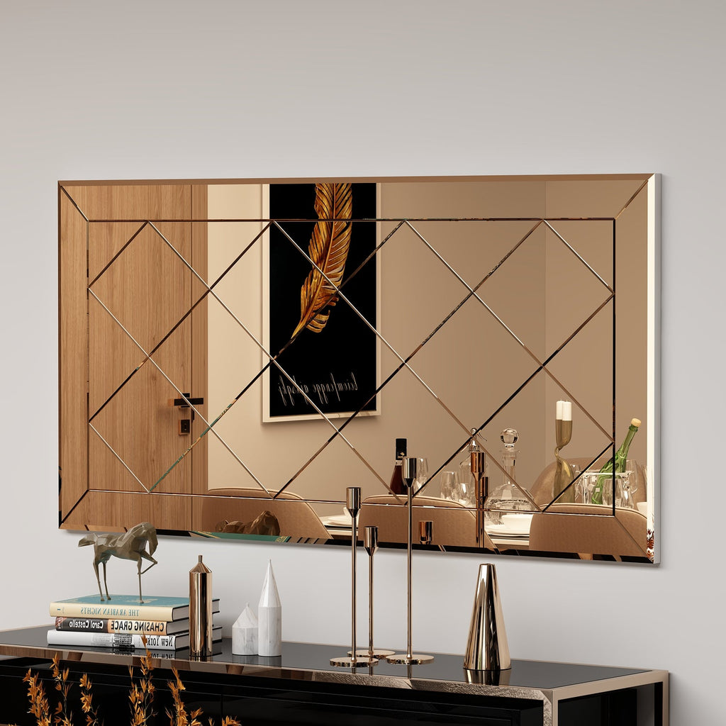 Wandspiegel Rechteck Design Bronzefarbe 120 cm x 60 cm